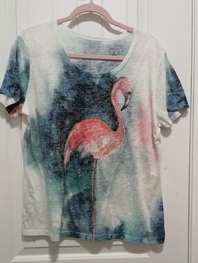 Flamingo Graphic Tee in Pink and Blue